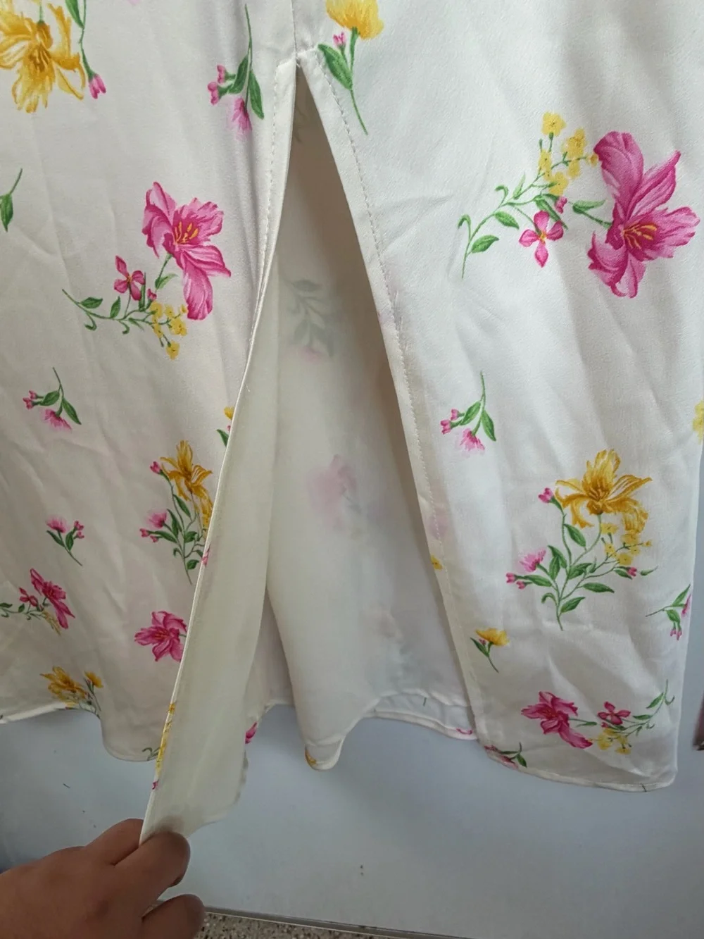 a new day Cream Floral Ruffle Sundress with Pink & Yellow Blooms